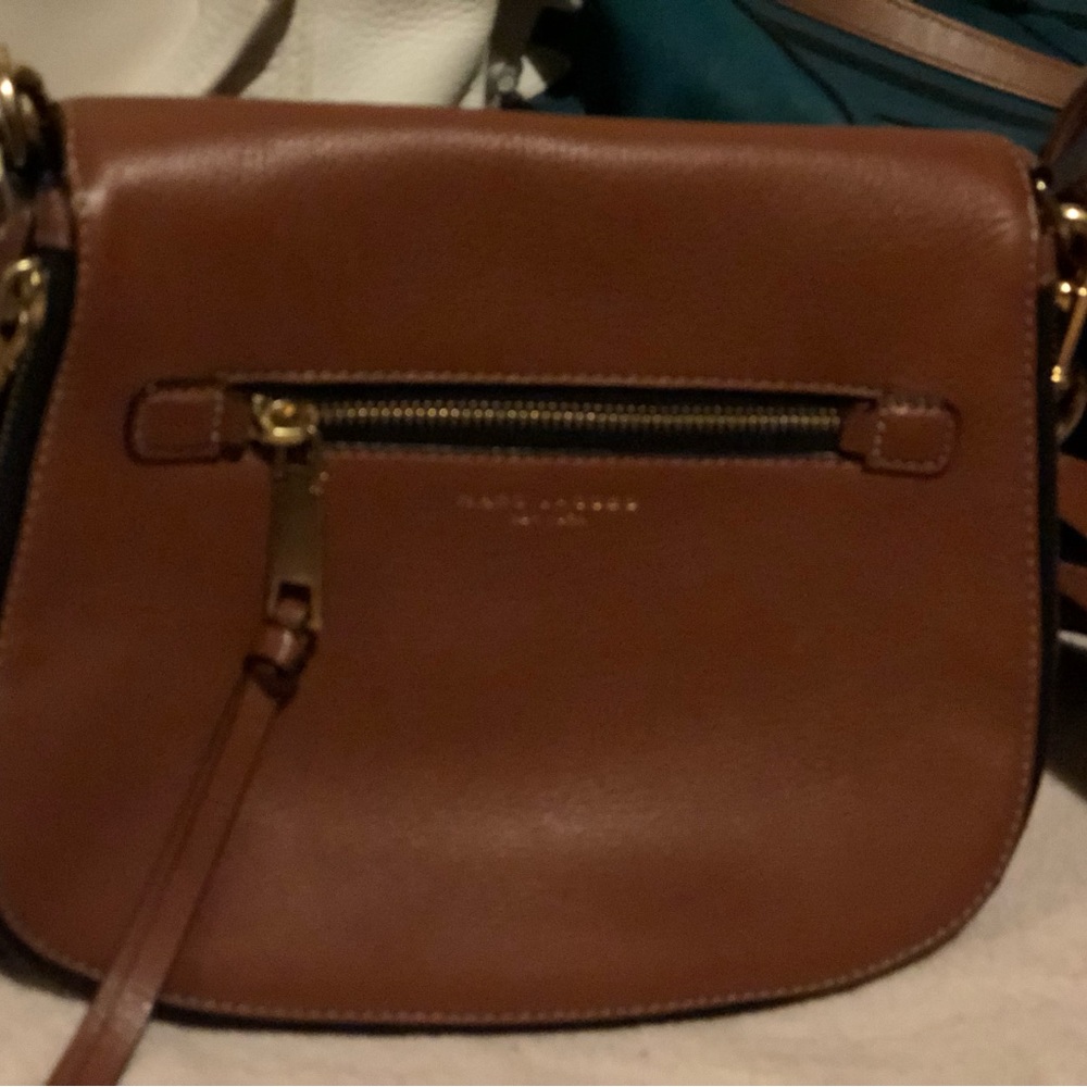Marc Jacobs Brown Leather Crossbody Bag with Gold Hardware